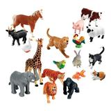 Kaplan Early Learning Company Jumbo Animals Set of 18 - Farm Jungle & Pets