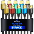 HDMI Cable 8k (Maximm Cable?s New Upgraded Design) HDMI 2.1 3ft Certified 48Gbps 8K@60Hz 18Gbps 4K@120Hz Ultra High-Speed Gaming HDMI Cable 8k/4k Cable 5 Pack UL-Listed