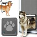 PULLIMORE Dog Screen Door with Magnetic Flap Automatic Lockable Pet Door Screen Sliding Door for Medium and Large Dogs (Inside Size 12 x 14 inch)