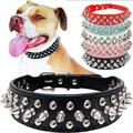 Pet Collar Adjustable Spiked Microfiber Leather Dog Cat Collars for Small Medium Large Pets Like Cats Pitbulls Bulldogs Pugs for Pet Big Family and for Pet Hospital Gift - Pink - XS