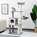 Pefilos 61 Cat Tree for Big Cats Modern Wood Cat Condo for Multiple Cats with Scratching Post for Large Cats Climbing Multi-Level Tall Cat Tower Tree House Gray