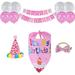 Dog & Cat Birthday Party Supplies Pet Birthday Decorations Set Pet-Dog Birthday Bandana Scarf with Party Hat and Bow Happy Birthday Claw Flag Balloons Pink