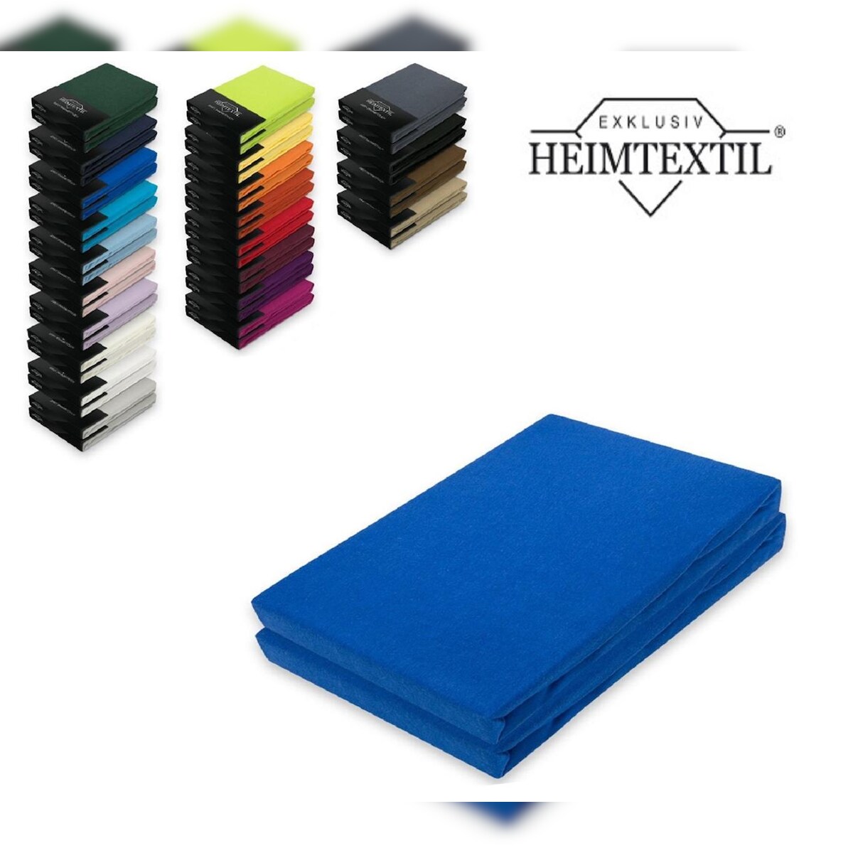 EXKLUSIV HEIMTEXTIL Doppelpack Marke Jersey Spannbettlaken 140 - 160 x 200 cm Royalblau Image