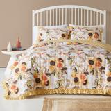 Somerset Ruffled Gingham Quilt And Pillow Sham Set by Greenland Home Fashions in Gold (Size 3PC KING/CK)