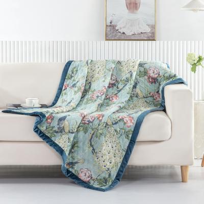 Pavona Velvet Garden Throw Blanket by Greenland Home Fashions in Jade