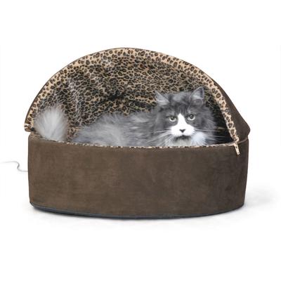 Heated Thermo-Kitty Cat Leopard Deluxe Bed by K&H Pet Products in Mocha Leopard (Size SMALL)