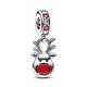 PANDORA Rote Nase Rentier Murano-Charm-Anhänger aus Sterling-Silber mit Cubic Zirkonia Steinen verziert, Moments Collection, kompatibel Moments Armbändern, 792330C01