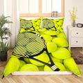 Children's quilt cover Double size tennis quilt cover children's boys，girls teenager bedding set children's dormitory living room bedroom decoration, comfortable and soft, green tennis sports style