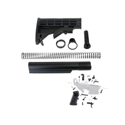 Tiger Rock AR-15 6 Position Stock Kit Mil Spec w/ Lower Parts Kit Standard Grip And Trigger Guard Black Medium 223LB-LPK17-ST