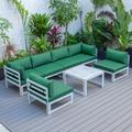 Chelsea 7-Piece Patio Sectional And Coffee Table Set In Weathered Grey Aluminum With Cushions - LeisureMod CSTWGR-7G