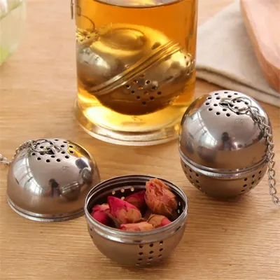 Infuseur à thé boule en acier inoxydable filtre à mailles avec crochet boule à épices en cuir