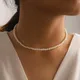 Collier ras du cou en forme de cœur pour femmes élégant Imitation de perles blanches pendentif