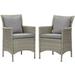 Side Dining Chair Armchair Set of 2 Rattan Wicker Grey Gray Modern Contemporary Urban Design Outdoor Patio Balcony Cafe Bistro Garden Furniture Hotel Hospitality