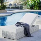 Modway Convene Outdoor Patio Chaise in Light Gray White