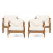 GDF Studio Bianca Outdoor Mid-Century Modern Acacia Wood Club Chair With Cushion Set of 4 Teak and Cream