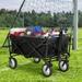 Dkeli Utility Wagon Garden Wagon Cart Collapsible Beach Cart with Adjustable Handles for Garden Camping Black