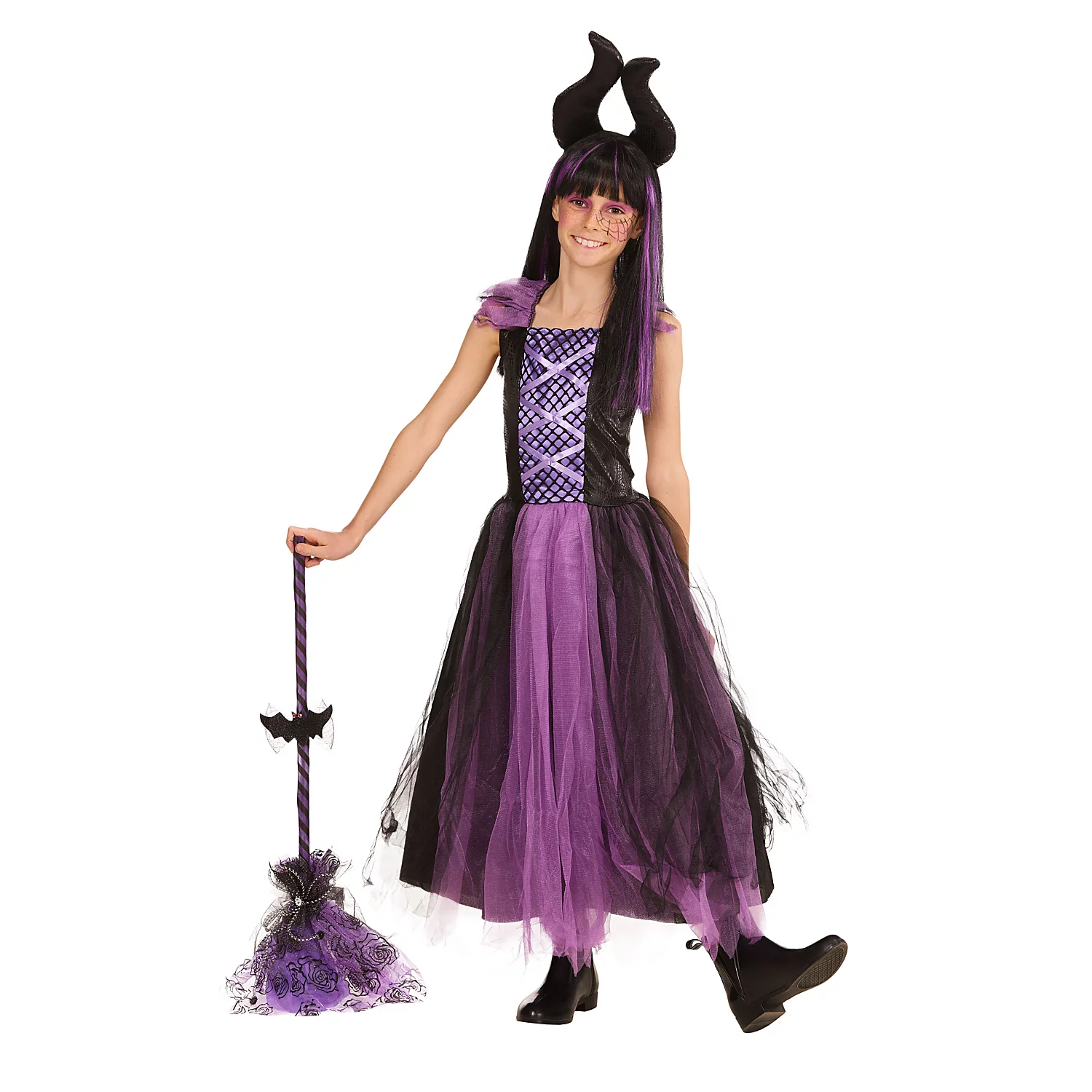 Déguisement de sorcière pour enfants, violet/noir