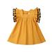 Carolilly Girls Casual Dress Tassel Ruffle Sleeve Dress A-line Dress