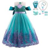 Girls Princess Dress Up Lace Off Shoulder Evening Elegant Mermaid Dress with Accessories