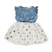 Musuos Girls Summer Ruffle Sleeveless Dress Denim Splice Polka Dot Dress