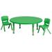 Flash Furniture 45 Round Green Plastic Height Adjustable Activity Table Set with 2 Chairs