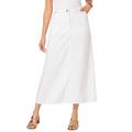 Plus Size Women's Complete Cotton A-Line Skirt by Roaman's in White Denim (Size 40 W)