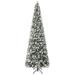 The Holiday Aisle® Traditional Slim Snow Flocked Christmas Tree w/ Lights, Frosted Skinny Pencil Christmas Tree | 35 W in | Wayfair