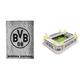 Borussia Dortmund, BVB-Fleecedecke (grau), Grau/Schwarz, 0, 200 x 150 x 1 cm & BVB-3D-Stadionpuzzle