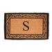 Geo Crafts, Inc Monogram Mat Creel Ivy Border Outdoor Door Mat Coir in White | 1'10" x 3' | Wayfair G13436S