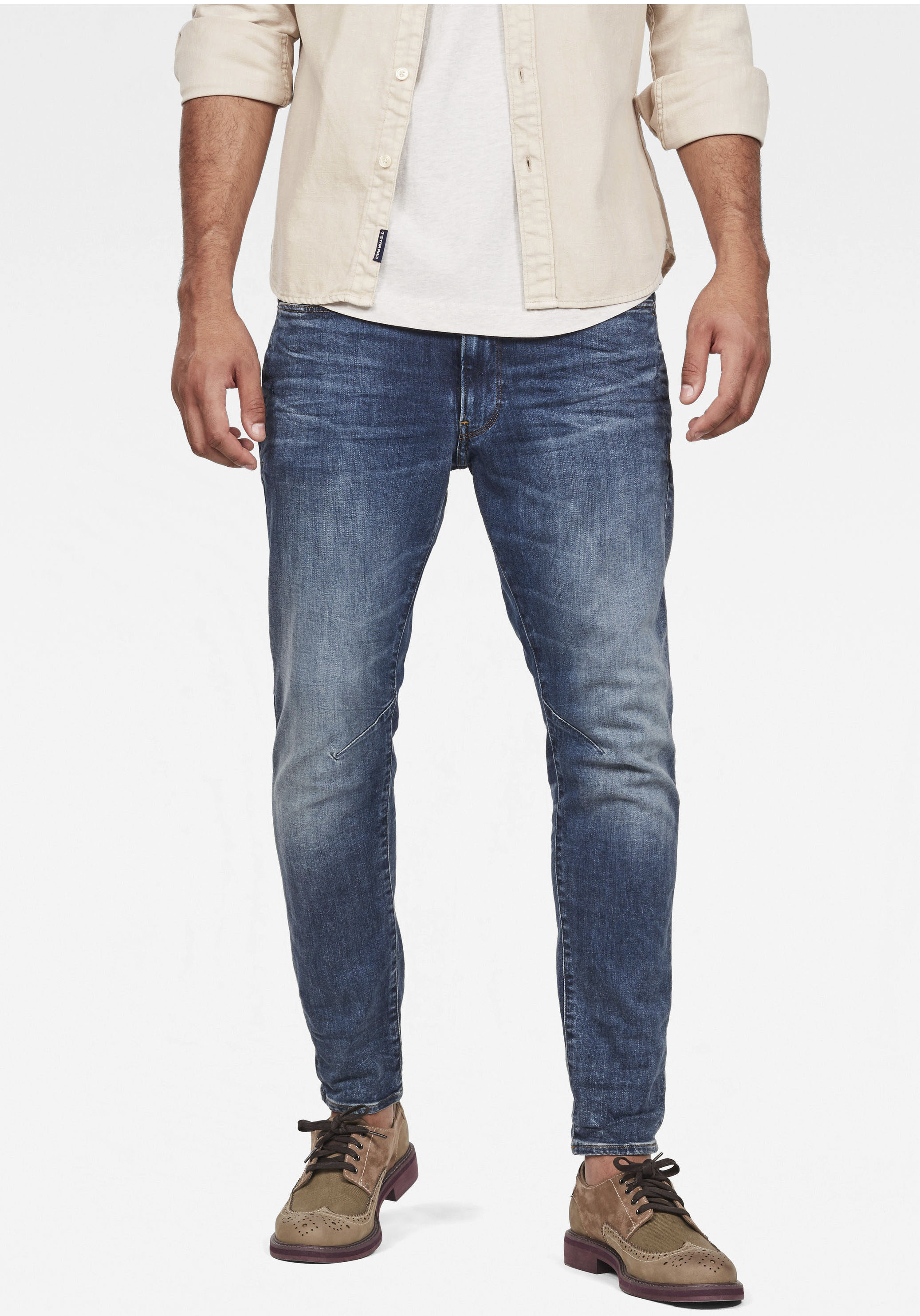 Slim-fit-Jeans G-STAR "3301 Slim", Herren, Gr. 33, Länge 36, blau (vintage), Denim/Jeans, Obermaterial: 98% Baumwolle, 2% Elasthan, Abriebeffekte, slim fit lang, Jeans Slim-fit-Jeans, mit toller Waschung und Elasthan