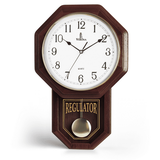 Pendulum Wall Clock - Decorative Wood Wall Clock with Pendulum - Schoolhouse Clock Regulator Design Battery Operated & Silent Wooden Pendulum Clock 18 x11