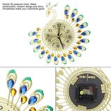 Mgaxyff 3D Non Ticking Clock Clock Iron Modern Wall Clock Large 3D Peacock Shape Non Ticking Silent Clock For Living Room Decor