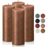 BOLSIUS 2.75 X 7.5 Rustic Metallic Copper Pillar Candles Wedding centerpiece-Gift Candles Shimmer Collection Packed By 4