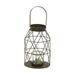 DecMode Farmhouse 15 x 7 inch iron geodesic cage candle holder