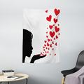 Kiss Tapestry Pretty Girl Black Silhouette Blowing Red Hearts Romance Love Valentines Day Theme Wall Hanging for Bedroom Living Room Dorm Decor 40W X 60L Inches Black White Red by Ambesonne