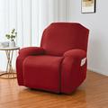 Goory Stretch Couch Cover Recliner Armchair Cover Plain Elastic Slipcover Solid Color Sofa Covers Furniture Protector Red 1 Seat