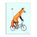 Stupell Industries Eccentric Red Fox Riding Bicycle Biking Flag Graphic Art Unframed Art Print Wall Art Design by Amelie Legault