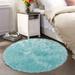 Latepis Light Blue Fur Round Rug 6 ft Faux Fur Sheepskin Circle Rug for Living Room Boho Rugs Bedroom Fluffy Rugs Furry Kid s Rugs Teen Room Dorm Cute Room DÃ©cor