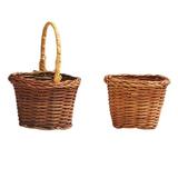 OUNONA 2Pcs Handmade Baskets Models Mini Room Hamper Decorations Play House Toys DIY Craft Ornaments (Random Handle Color)