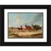 August von Rentzell 14x11 Black Ornate Wood Framed Double Matted Museum Art Print Titled: Rider Cavalcade with Dogs (1833)