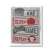 Stupell Industries Eat Sleep Game Repeat Quote Saying Vintage Sign 36 x 48 Design by Lux + Me Designs