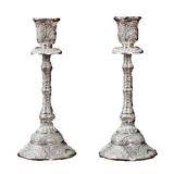 BOOYOU 2 Pcs Metal Taper Candle Holders Brass Pillar Candlestick for Wedding Decoration