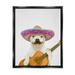 Stupell Industries White Pit Bull Dog Playing Guitar Mustache Sombrero Jet Black Framed Floating Canvas Wall Art 24x30 by Tai Prints