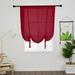 Yipa Voile Cafe Scarf Sheer Kitchen Valance Tie Up Roman Shades Window Curtains Adjustable Window Treatment Rod Pocket Window Drapes Slot Top Curtain Panel Red 39.3 Width x47.2 Length 2-Panel
