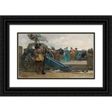 Jehan Georges Vibert 14x10 Black Ornate Wood Framed Double Matted Museum Art Print Titled: On the Ramparts (1867)