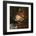 Leopold Brunner the Elder 12x14 Black Modern Framed Museum Art Print Titled - Madonna in a Niche with a Sumptuous Bouquet of Flowers (1846)