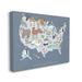 United States Map With Playful Animal Illustrations 30 in x 24 in Painting Canvas Art Print by Stupell Home DÃ©cor