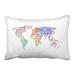 WinHome Colorful Watercolor World Map Painting Decorative Pillowcases With Hidden Zipper Decor Cushion Covers Two Side 20x30 inches