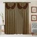 Rod Pocket Jacquard Window 95 Inch Length Curtain Drape Panels w/ Attached Valance + Sheer Backing + 2 Tassels - 95 Floral Curtain Drape Set for Living & Dining Rooms Layla 95 Taupe/Camel