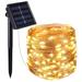 Solar Outdoor String Lights 100 LED Solar Powered Fairy Lights 33 feet 8 Modes Copper Wire Lights Waterproof Outdoor String Lights for Garden Patio Gate Yard Party Wedding Indoor Bedroom (Warm White)